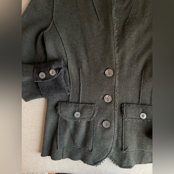 Eileen Fisher Felted Merino Double Knit Blazer/Jacket In Olive Army Green Size S - Picture 6 of 11